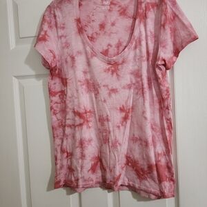 PINK Victoria's Secret Pink and White Tie-Dye Tee